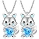 thumbnail image 2 of Cadenas con Dije de Cristal FoxNeck02 2 Pzas Collar Zorro/Corazón Plata/Azul Metal. High Monaco MXFON-002, 2 of 5