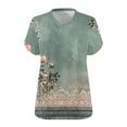 thumbnail image 4 of Summer Plus Size Tops For Women Causal Loose Short Sleeve V-Neck Floral Printed Pullover Blouse T-Shirt Oversized Women Shirts Under $10 Orange XXL, 4 of 4