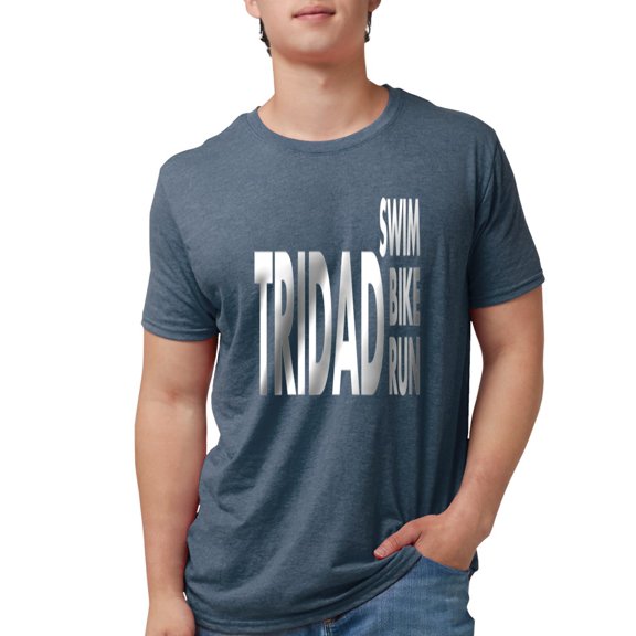CafePress - Mens Tri Dad Swim Bike Run Triathlete Fath T Shirt - Mens Tri-blend T-Shirt