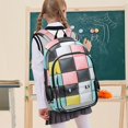 thumbnail image 7 of FORMRS Unisex School Backpack 17" Student Travel Bag with Laptop Compartment, Gray Checkered Pattern, 7 of 7