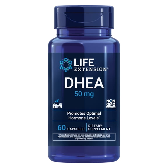 Life Extension, DHEA 50 mg, dehydroepiandrosterone, hormone health, memory health, bone and muscle support, sexual health, 60 capsules