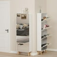 thumbnail image 4 of MIDOQIN  Mirror Shoe Cabinet with 4 Flip Drawers, Narrow Shoe Rack Cabinet, Modern Hidden Shoe Organizer Cabinet for Entryway, 4 of 10