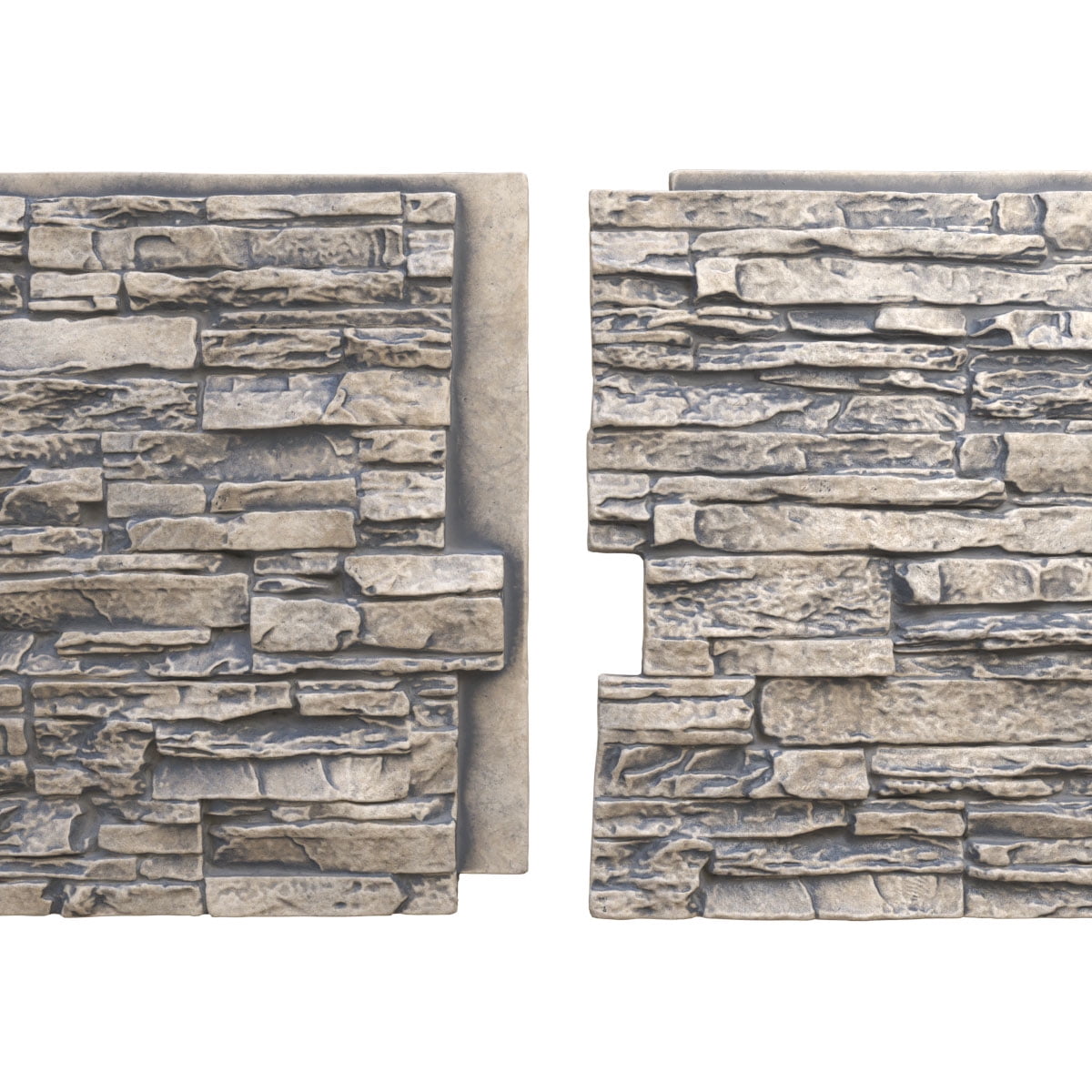 Ekena Millwork 45 3/4"W x 24 1/2"H x 1 1/4"D Canyon Ridge Stacked Stone, EverStone Faux Stone Siding Panel, Linen Graphite