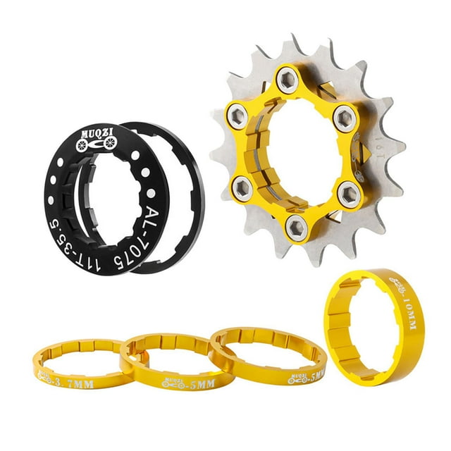 Almencla Ensemble Cassette 16T à Crantage Simple Pièces Cassette Acier Inoxydable 16 pour Moyeux Cassette Or
