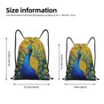 thumbnail image 2 of Xecao Peacocks Pattern Sports Drawstring Backpack - String Swim Gym Bag with Wet Proof Pocket for Women&Men-Medium, 2 of 6