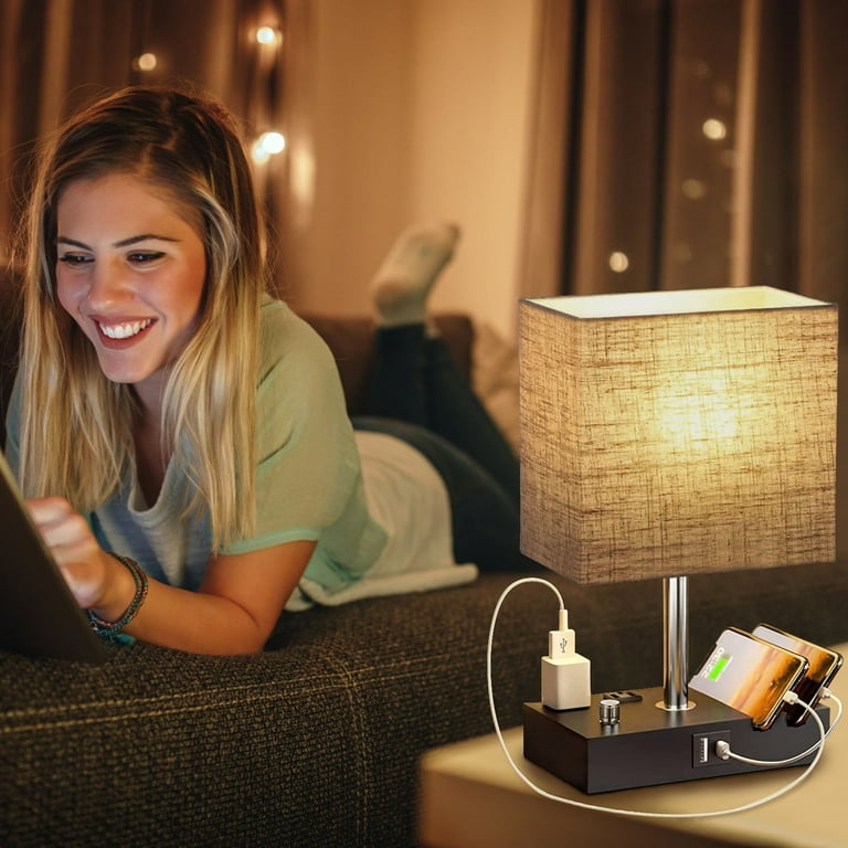 Bedside table lamps sale with charging station