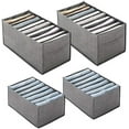 thumbnail image 1 of Organizador de armario plegable con asas y tablero de polipropileno extraíble, elegante organizador de cajones de tela gruesa para ropa, vaqueros, ropa interior, pantalones y calcetines (4 piezas,, 1 of 5