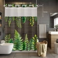 thumbnail image 5 of No Hook Shower Curtains with Snap-in Liner Set, Spring Leaves Waterproof Hotel Style Bathroom Shower Curtain, Pastoral Garden Botanical Brown Wooden Breathable Mesh Top Window Bath Curtains 48''x72'', 5 of 9