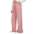 thumbnail image 3 of QHFBli Womens Wide Leg Pants Drawstring Elastic High Waisted Ruffle Hem Palazzo Pants with Pockets, 3 of 8