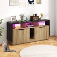 thumbnail image 2 of Craftian Cat Litter Box Enclosure with Power Outlet and LED Light, Wooden Long Cat Litter Box Enclosure TV Stand Furniture with Double Rooms - Oak, 2 of 9
