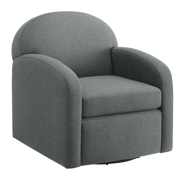 JERFIT Modern Gray Fabric Swivel Barrel Chair with Removable Cushion, 360 Degree Rotation for Living Room, Office, No Assembly Required