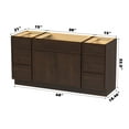 thumbnail image 5 of 60 in. W x 21 in. D x 32.5 in. H Freestanding Bathroom Vanity Cabinet without Top in Brown, 5 of 6