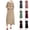 Beige, variant on Womens Crew Neck Pocket Loose Longline Kaftan Dress Lightweight Breathable Vacation Lounge Dress Brown XXL
