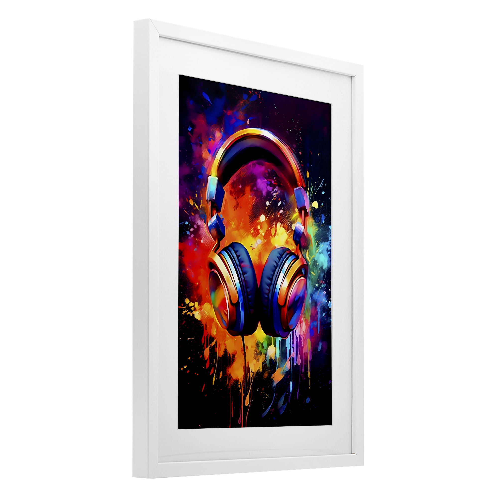 Stupell Industries Musical Color Pop Splash White Framed Print Under Glass, design by Creative Studio