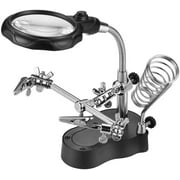 MIYAKO Adjustable Helping Hand for Soldering with LED Light and 12X Magnifying Glass – Soldering Stand with Alligator Clips. Ideal for Crafting and Inspecting Micro Objects.