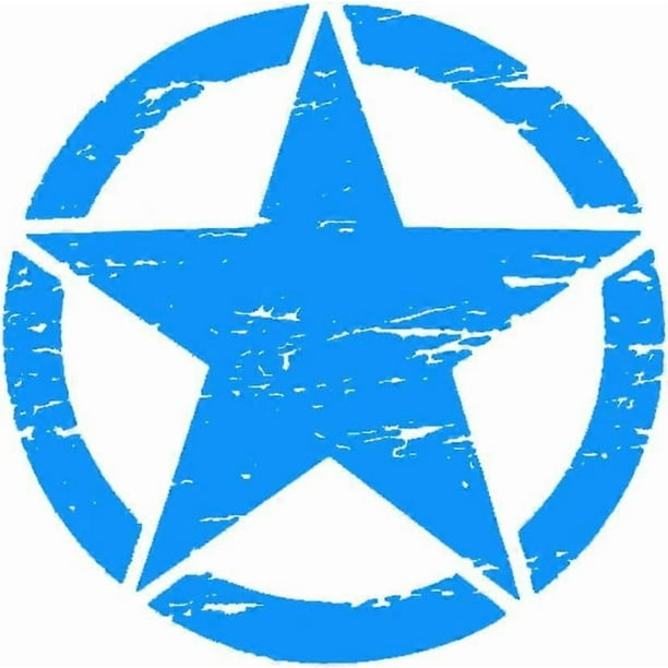50cm Big Stickers on Cars Army Star Distressed Decal for Jeep Sticker Large Vinyl Military Hood Body Graphic Fits Most Vehicles - Blue