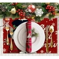 thumbnail image 2 of Rdsfhsp Red Snowman Let It Snow Table Mats Winter Christmas Placemats Set of 4 for Dining Table 12x18 Inch Seasonal Xmas Holiday Table Mats Decor for Party Kitchen Dining Table, 2 of 5
