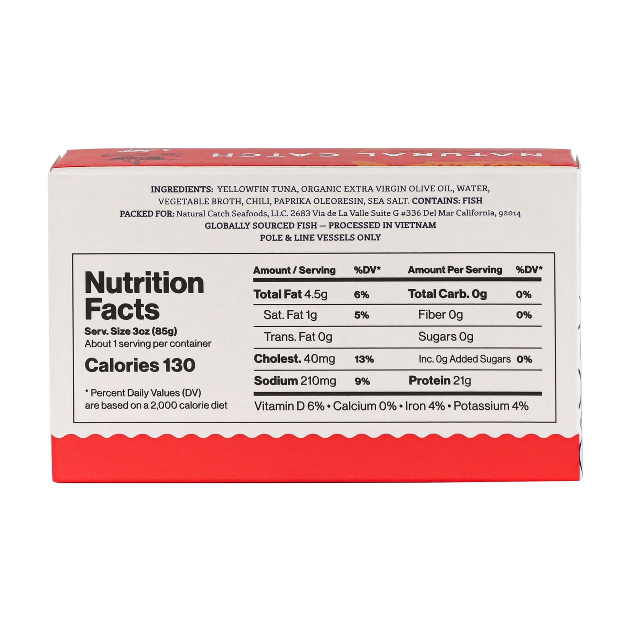 Natural Catch Spicy Chili Yellowfin Tuna in Organic Extra Virgin Olive Oil 4.4 oz