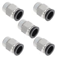 thumbnail image 1 of Conectores de aire de 1/2" con rosca macho, conector rápido de línea de aire, plástico niquelado, cobre 3/8" NPT, 5 piezas, tono negro y plateado, 1 of 1