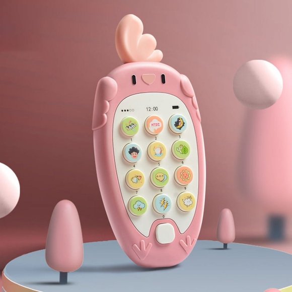 PENGXAING Jouet pour Bébé Téléphone Mobile Bilingue Sécurité Souple Jouet Casse-Tête d'Éveil pour Nourrisson (Rose)