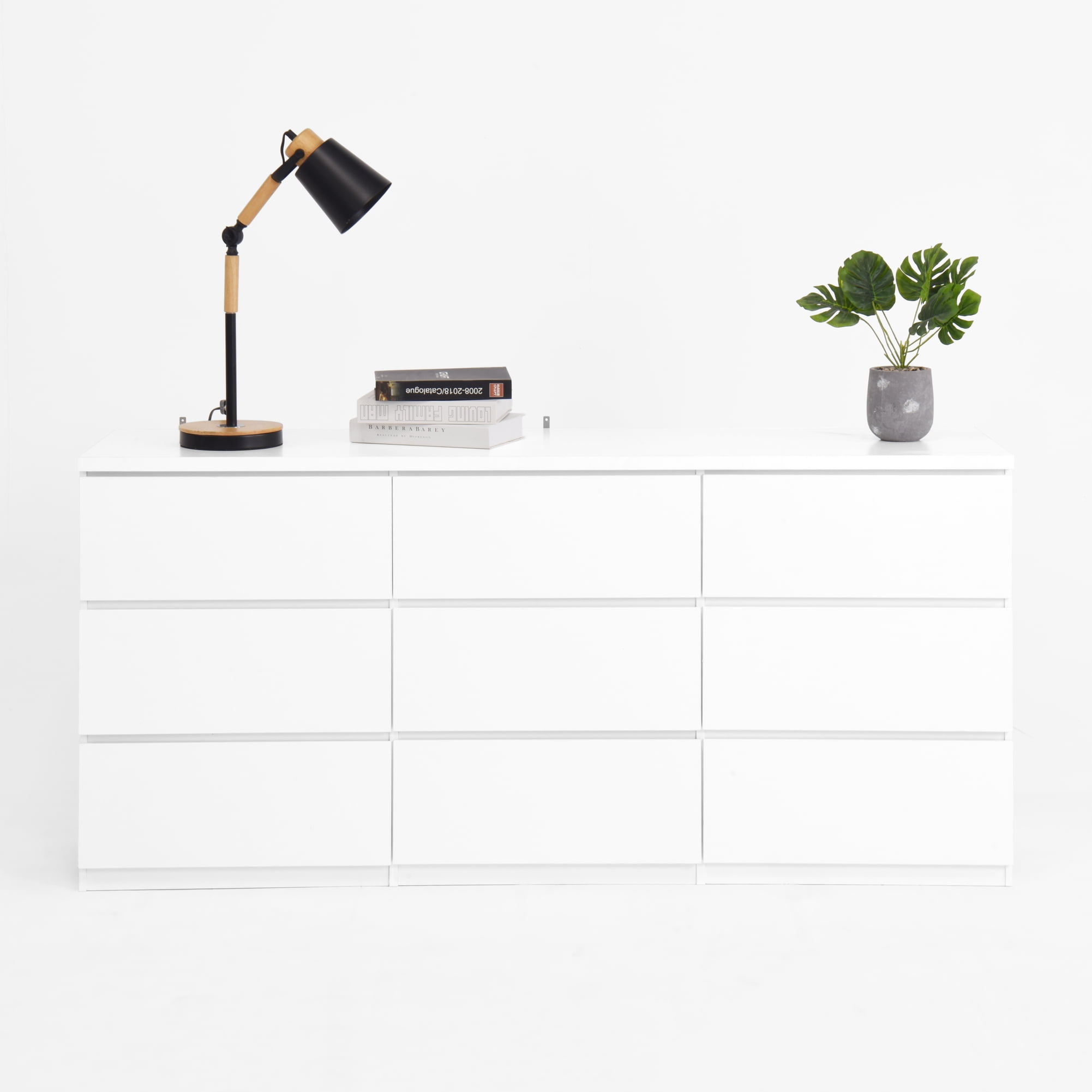 Noble House 9-Drawer Dresser, Modern Storage Chest with Handleless Design, White