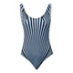 thumbnail image 4 of MKLEKYY Traje De Baño Mujer Natacion Women Large Size Swimwear Figure Shaping U Neck Striped Print Sports Swimsuits Swimsuit With Wide Shoulder Straps, 4 of 6