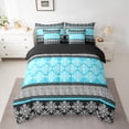 thumbnail image 2 of Feelyou Blue Mandala Flower Twin Bedding Sets 7pcs, Boho Retro Damask Comforter Set, 2 of 8