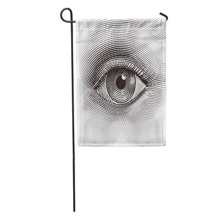 KDAGR Woodcut Human Eye in Engraved CMYK Organized by Layers One Global Color Gradients Free Eyeball Garden Flag Decorative Flag House Banner 28x40 inch