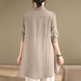 thumbnail image 3 of Lmnyox Cotton Linen Shirts Womens Button Down Collared Vintage Fashion Blouses Dressy Casual Long Sleeve Tops, 3 of 5
