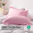 thumbnail image 2 of Kelnaro Ruffled Pillow Cases Standard 20"x26", 2 Pack Microfiber, Elegant Ruffle Pillow Shams for Bedroom Decor, Pink, 2 of 5