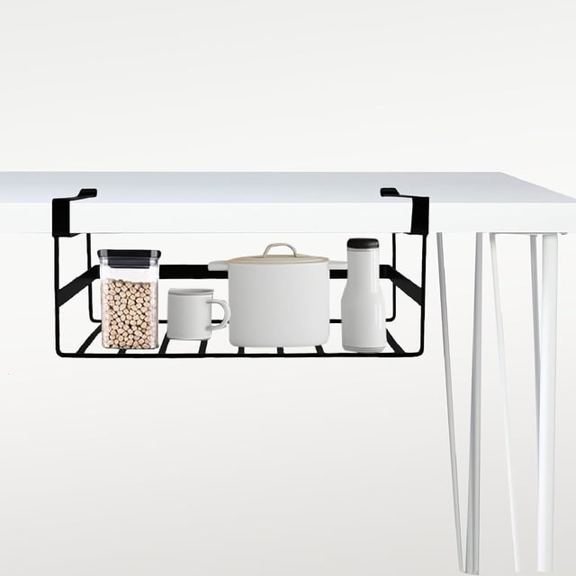 Metal Pull Out 1 Tier Under Cabinet Storage Rack, Shatterproof, Durable Space Saving Convenient Kitchen Drawer Wire Organizer, Undershelf Basket (Black) Pack Of 1