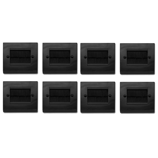 8 Piezas Cepillo de Descarga Placa de Pared Cepillo Individual 1 de Pared Placa de Entrada de Cable Placa Frontal de Montaje Ordenado Placa de Pared Negro