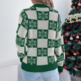thumbnail image 5 of larppty Women's Knit Winter Sweater Snowflake Checkered Color Block Pullover Tops Trendy Y2k Clothes (Green, M), 5 of 8