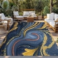 thumbnail image 2 of Purple Blue Golden Marble Outdoor Rug for Patio/Deck/Porch, Non-Slip Large Area Rug 5 x 8 Ft, Modern Abstract Art Fluid Indoor Outdoor Rugs Washable Area Rugs, Reversible Camping Rug Carpet Runner, 2 of 8