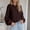 🔥 Brown, variant on Solid Vintage Cable Twist Knit Sweater For Women, Crew Neck Long Sleeve Relax Fit Pullover, Soft Stretchy Retro Fashion Layering Garment For Cool Weather Daily Wear Dark Gray L