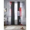 thumbnail image 2 of Red Black Modern Sheer Curtains 96 Inch Length 2 Panels Set, Abstract Oil Painting Geometric Artwork Voile Window Treatment Semi Sheer Long Curtains Drapes for Bedroom/Living Room/Kitchen 52"x96"x2, 2 of 7