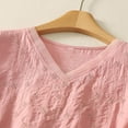 thumbnail image 5 of Yuanlook Womens Crew Neck Shirts Tops Casual 3/4 Sleeve Loose Fit Blouses Ruffle Sleeve Summer Tees - Pink - M, 5 of 9