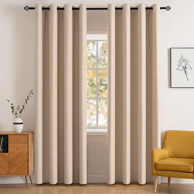 Cortinas MIULEE con aislamiento térmico Blackout 132 x 213 cm, color beige