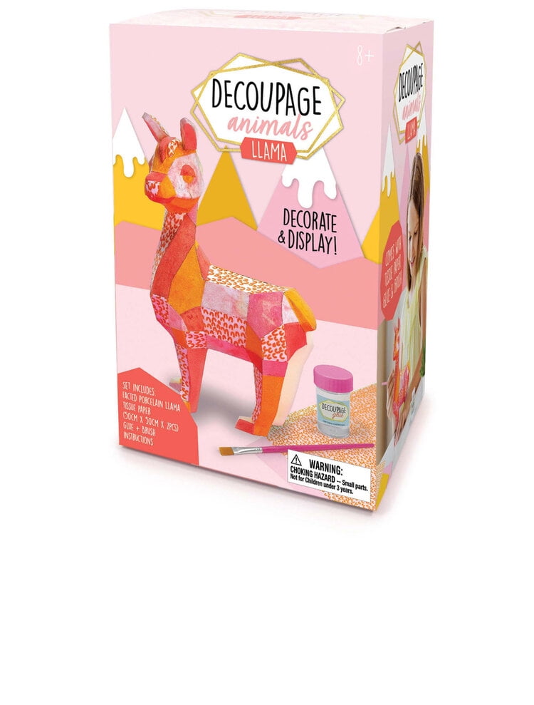 Unicorn DIY Craft Kit for Girls and Boys Bright Stripes Decoupage Animals Unicorn Craft Kit Complete Kids Craft Kits with Decoupage Paper Glue and Brush