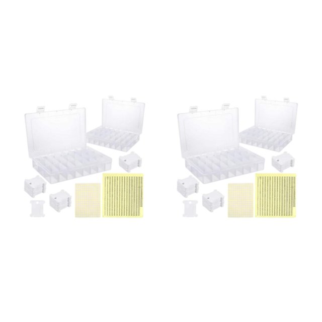 Destyer Double Buckles DIY Fashion Stitch Embroidery Tool Easy Organization And Durability Bobbins 2Box+150Bobbin+2Tags 2Set