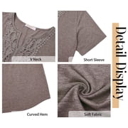 Fantaslook Lace Plus Size Tops for Women V Neck Short Sleeve Blouses Summer Tunic Shirts