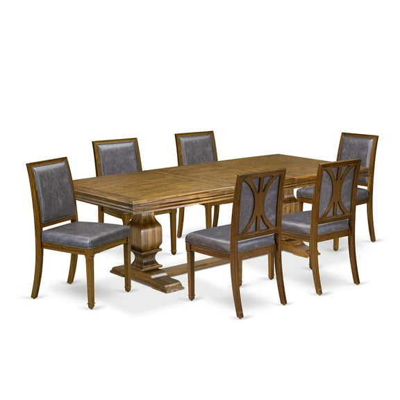 Luxe by East West Furniture 7 piece Modern Dining Table Set consists of a Dining Table and 6 Kitchen Chairs