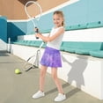 thumbnail image 5 of Girls' Skorts Elastic Waist Skorts with Inner Shorts Athletic Workout Shorts Skirts Purple Background with White Line Large, 5 of 9
