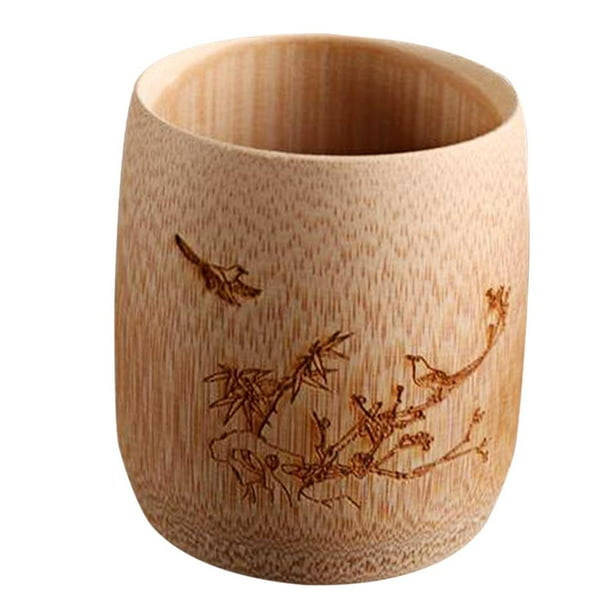 Taza de bambú para beber sake, agua, camping, leche, té, desayuno, vino, decoración F