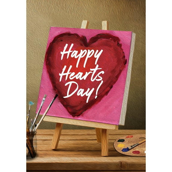 America Forever Flags Double Sided Garden Flag - Happy Hearts Day Painting, 12.5 x 18 Inches, Happy Valentine's Day Love Hearts Garden Flag, Seasonal Yard Outdoor Holiday Decorative Flag