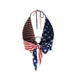 thumbnail image 2 of Women USA Flag Halter Backless Camis Streetwear Club Patchwork Camisole Crop Top, Red, Large, 2 of 6