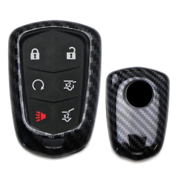 Exact Fit Glossy Finish Carbon Fiber Pattern Key Fob Cover For 2015-19 Cadillac ATS CTS CT6 ELR XTS XT5 SRX Escalade (Please verify your actual key before buying)