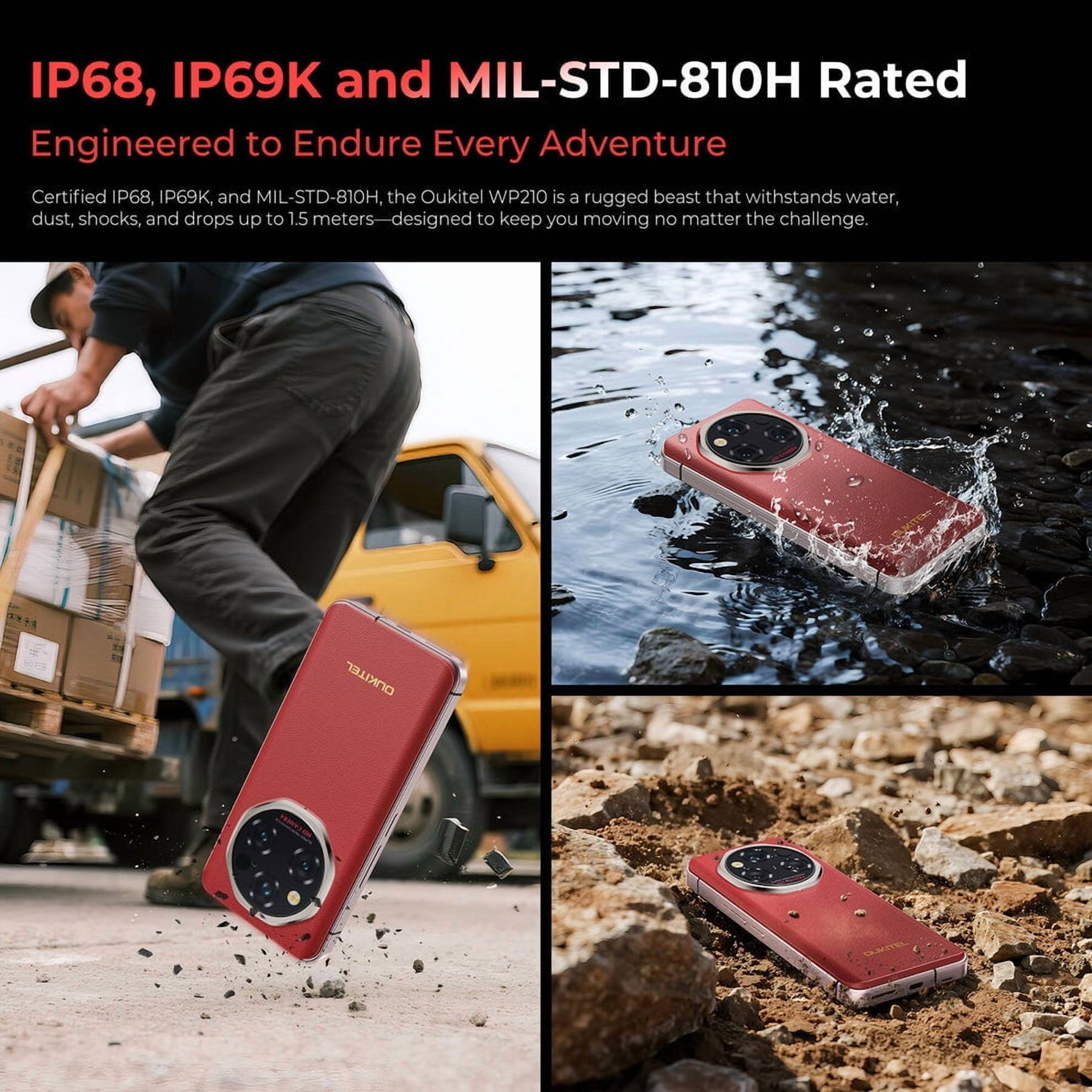 OUKITEL WP210 Rugged Smartphone 5G - Android 15 Cell Phone, 36GB+512GB, 6.7" FHD+ AMOLED, MTK Dimensity 8200, 8800mAh Battery Rugged Phones, 108MP Camera, Fingerprint, NFC, WiFi 6, 2025