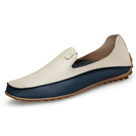 

Men Driving Moccasins Casual Boat Shoes Leather Shoes Light Slip on Loafers Beige