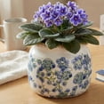 thumbnail image 6 of Ceramic Planters Spring Decor, 6.29in Country Cottage Plant Pots with Drainage Hole for Indoor Plants & Succulent, Vintage Crackle Glaze Finish Flower Vase, Home Decor Gifts, Deep Blue Floral, 6 of 16